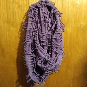 Purple fringe infinity scarf